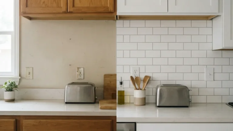 Peel-and-Stick Backsplash Before and After