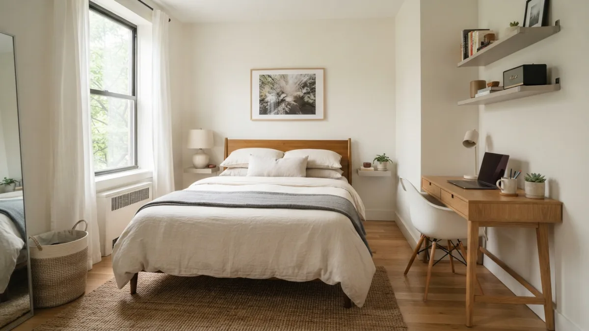 Small Bedroom Layout Ideas With a Queen Bed and Desk
