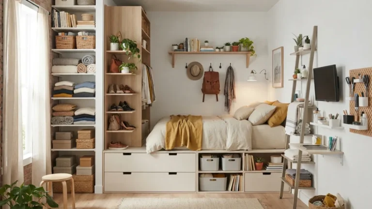 Vertical Storage Hacks for Tiny Bedrooms