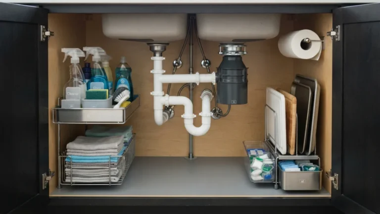 How to Organize Under the Kitchen Sink Around Pipes